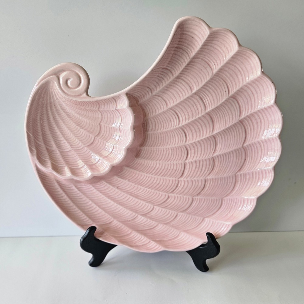 Vtg Shafford Original Pink Shell Chip Dip Platter Dish 12in MCM Japan Nautical
